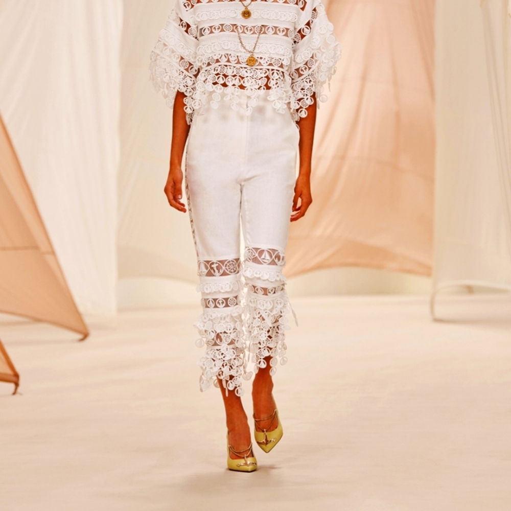 Zimmermann White high tide nautical Crochet-Trim  Pants